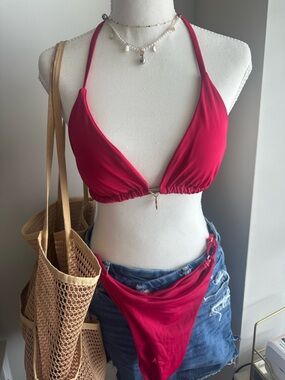 Red Berry Triangle Bikini Set - Women